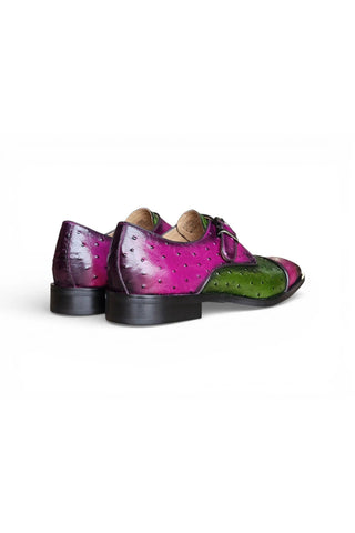 Ostrich Embossed Cap Toe Single Monk Strap-AmbrogioShoes