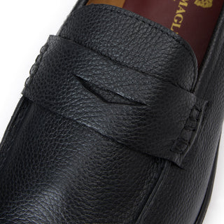 Bruno Magli Patrizio Men's Shoes Tumbled Leather Slip-On Loafer - Black Tumbled/Black - View 6