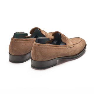 Pastori Titus Men's Shoes Tan Suede Leather Penny Loafer (PAS1021)-AmbrogioShoes