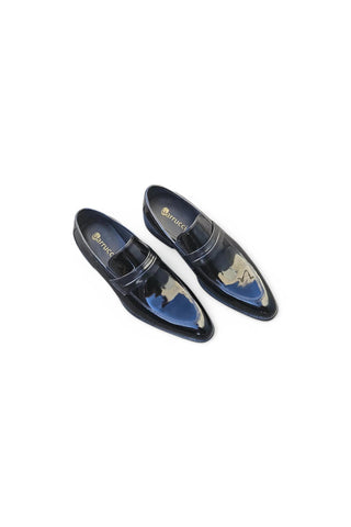 Patent Leather Tuxedo Penny Loafer