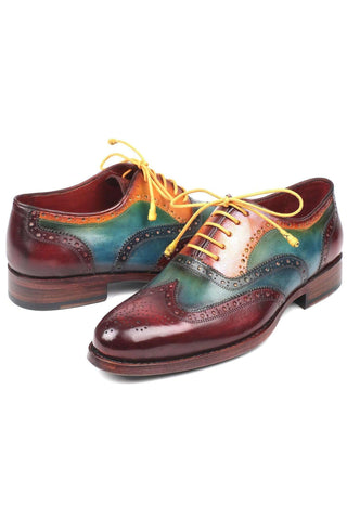 Paul Parkman 027TR Men's Handmade Shoes Navy Calf-Skin Leather Wingtip Oxfords (PM6296)-AmbrogioShoes