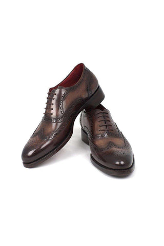 Paul Parkman 027TR Men's Handmade Shoes Navy Calf-Skin Leather Wingtip Oxfords (PM6296)-AmbrogioShoes