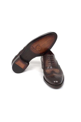 Paul Parkman 027TR Men's Handmade Shoes Navy Calf-Skin Leather Wingtip Oxfords (PM6296)-AmbrogioShoes