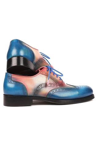 Paul Parkman 027TR Men's Handmade Shoes Navy Calf-Skin Leather Wingtip Oxfords (PM6296)-AmbrogioShoes