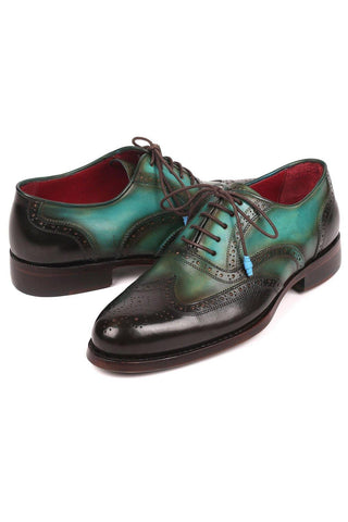 Paul Parkman 027TR Men's Handmade Shoes Navy Calf-Skin Leather Wingtip Oxfords (PM6296)-AmbrogioShoes