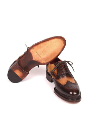Paul Parkman 027TR Men's Handmade Shoes Navy Calf-Skin Leather Wingtip Oxfords (PM6296)-AmbrogioShoes