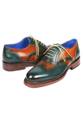 Paul Parkman 027TR Men's Handmade Shoes Navy Calf-Skin Leather Wingtip Oxfords (PM6296)-AmbrogioShoes