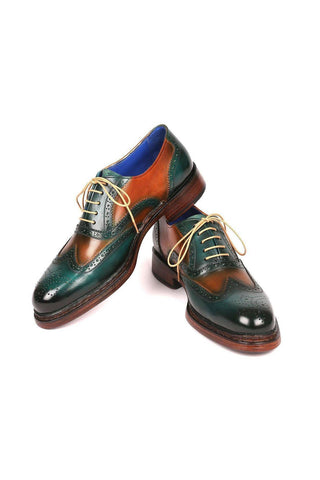 Paul Parkman 027TR Men's Handmade Shoes Navy Calf-Skin Leather Wingtip Oxfords (PM6296)-AmbrogioShoes