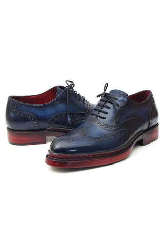 Paul Parkman 027TR Navy Leather Wingtip Oxfords (PM6296)-AmbrogioShoes