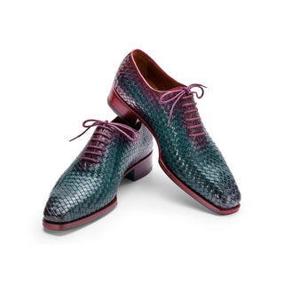 Paul Parkman 044 Men's Shoes Woven Calf-Skin Leather Goodyear Welted Oxfords (PM6447)-AmbrogioShoes