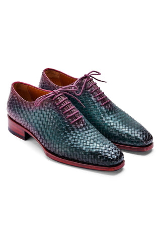 Paul Parkman 044 Woven Calf-Skin Leather Goodyear Welted Oxfords (PM6447)-AmbrogioShoes