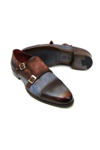 Paul Parkman 045 Calf-Skin & Suede Cap-Toe Double Monk-Strap (PM4001)-AmbrogioShoes