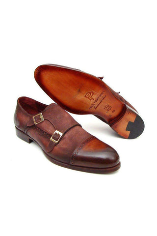 Paul Parkman 045 Calf-Skin & Suede Cap-Toe Double Monk-Strap (PM4001)-AmbrogioShoes
