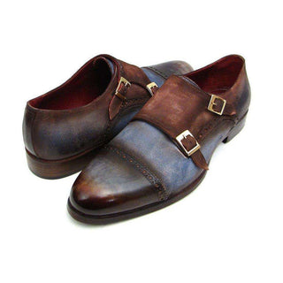 Paul Parkman 045 Men's Shoes Calf-Skin & Suede Leather Cap-Toe Double Monk-Strap (PM4001)-AmbrogioShoes