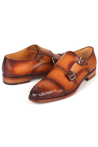 Paul Parkman 047 Calf-Skin Leather Studded Cap Toe Double Monkstraps (PM6378)-AmbrogioShoes