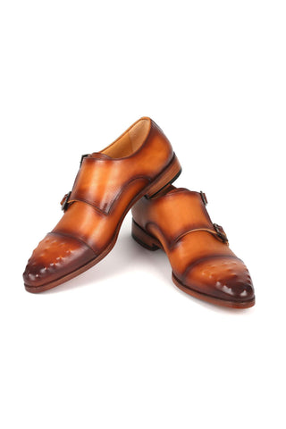 Paul Parkman 047 Calf-Skin Leather Studded Cap Toe Double Monkstraps (PM6378)-AmbrogioShoes