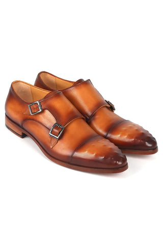 Paul Parkman 047 Calf-Skin Leather Studded Cap Toe Double Monkstraps (PM6378)-AmbrogioShoes
