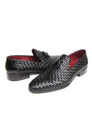 Paul Parkman 085 Woven Leather Tassels Loafer (PM6478)-AmbrogioShoes