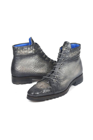 Paul Parkman 12811 Crocodile Embossed Calf-Skin Leather Boots (PM6422)-AmbrogioShoes