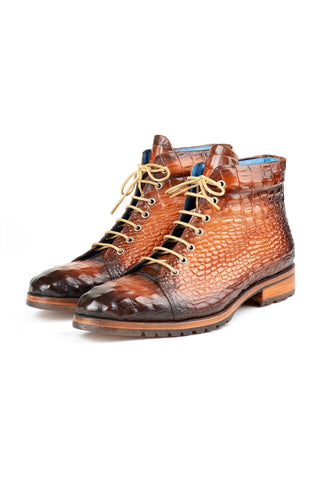 Paul Parkman 12811 Crocodile Embossed Calf-Skin Leather Boots (PM6422)-AmbrogioShoes