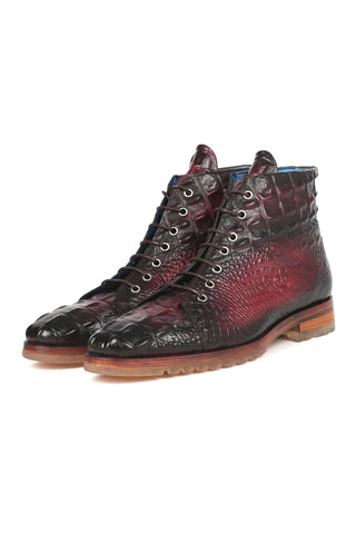 Paul Parkman 12811 Crocodile Embossed Leather Boots (PM6422)-AmbrogioShoes