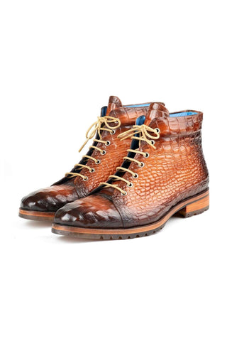 Paul Parkman 12811 Crocodile Embossed Leather Boots (PM6422)-AmbrogioShoes