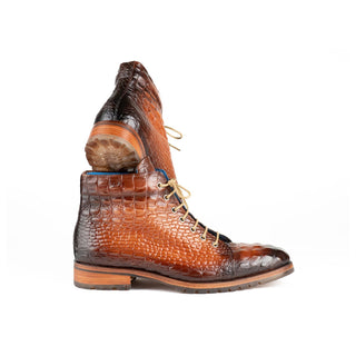 Paul Parkman 12811 Men's Shoes Crocodile Print Calf-Skin Leather Boots (PM6422)-AmbrogioShoes
