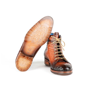 Paul Parkman 12811 Men's Shoes Crocodile Print Calf-Skin Leather Boots (PM6422)-AmbrogioShoes