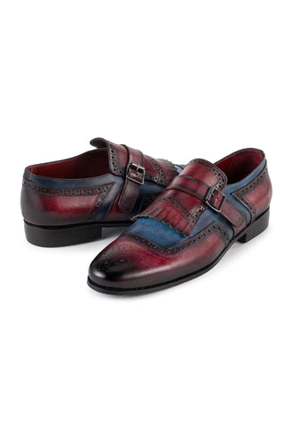 Paul Parkman 12B Men's Handmade Shoes Calf-Skin Leather Kiltie Single Monk Strap (PM6442)-AmbrogioShoes