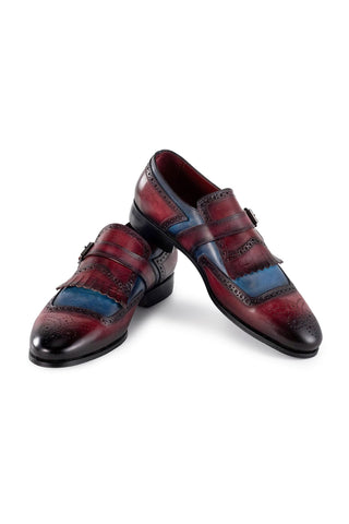 Paul Parkman 12B Men's Handmade Shoes Calf-Skin Leather Kiltie Single Monk Strap (PM6442)-AmbrogioShoes