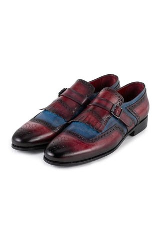 Paul Parkman 12B Men's Handmade Shoes Calf-Skin Leather Kiltie Single Monk Strap (PM6442)-AmbrogioShoes