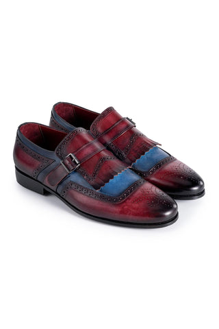 Paul Parkman 12B Men's Handmade Shoes Calf-Skin Leather Kiltie Single Monk Strap (PM6442)-AmbrogioShoes