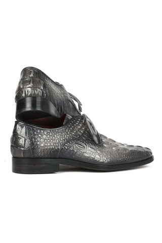 Paul Parkman 1438GRY Gray Crocodile Embossed / Leather Derby (PM6330)-AmbrogioShoes