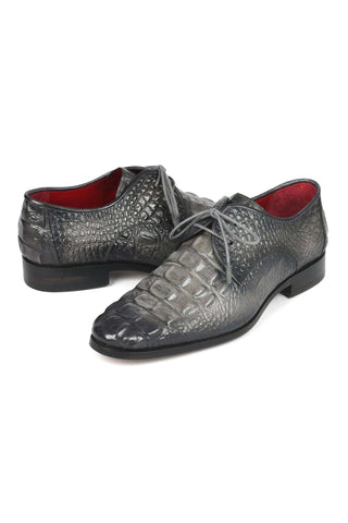 Paul Parkman 1438GRY Gray Crocodile Embossed / Leather Derby (PM6330)-AmbrogioShoes