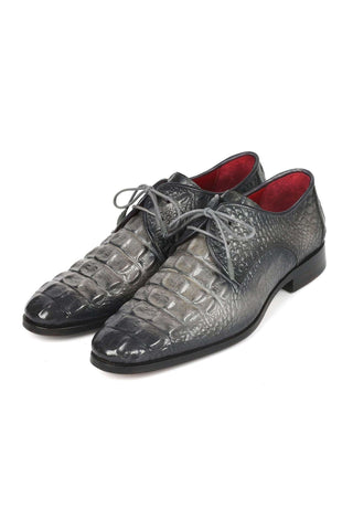 Paul Parkman 1438GRY Gray Crocodile Embossed / Leather Derby (PM6330)-AmbrogioShoes