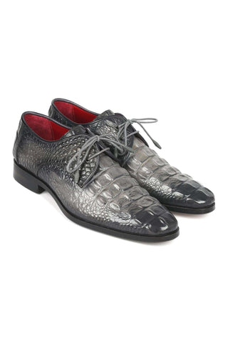 Paul Parkman 1438GRY Gray Crocodile Embossed / Leather Derby (PM6330)-AmbrogioShoes