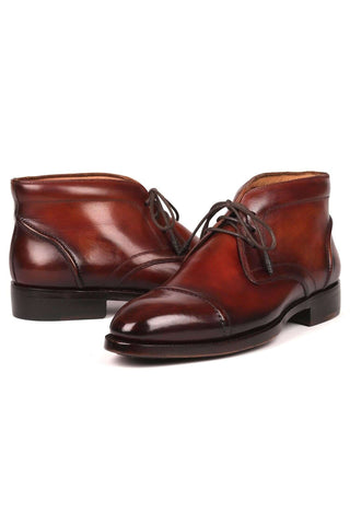 Paul Parkman 144BRW68 Brown Leather Cap-Toe Chukka Boots(PM6252)