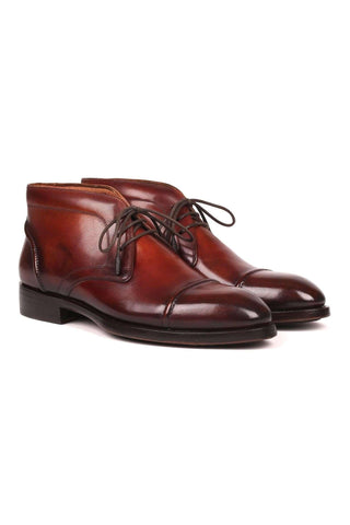 Paul Parkman 144BRW68 Brown Leather Cap-Toe Chukka Boots(PM6252)