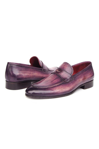 Paul Parkman 17PRP33 Men's Handmade Shoes Purple Patina Leather Penny Loafers (PM6390)