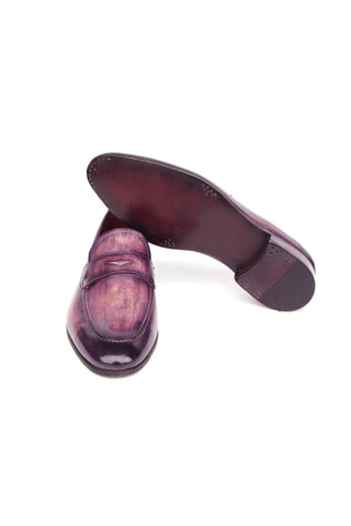 Paul Parkman 17PRP33 Men's Handmade Shoes Purple Patina Leather Penny Loafers (PM6390)