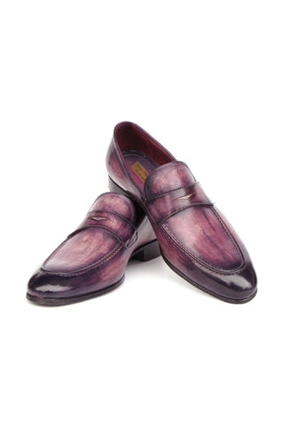 Paul Parkman 17PRP33 Men's Handmade Shoes Purple Patina Leather Penny Loafers (PM6390)