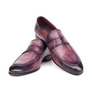 Paul Parkman 17PRP33 Men's Handmade Shoes Purple Patina Leather Penny Loafers (PM6419)-AmbrogioShoes