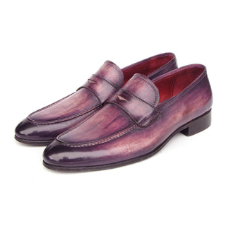 Paul Parkman 17PRP33 Men's Handmade Shoes Purple Patina Leather Penny Loafers (PM6419)-AmbrogioShoes