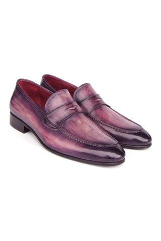 Paul Parkman 17PRP33 Men's Handmade Shoes Purple Patina Leather Penny AmbrogioShoes Paul Parkman 17PRP33 Men's Handmade Shoes Purple Patina Leather Penny AmbrogioShoes