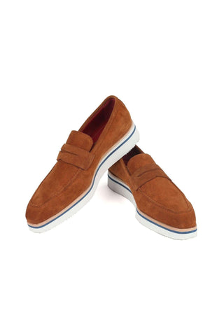 Paul Parkman 180 Camel Suede Smart Casual Penny Loafers (PM6323)-AmbrogioShoes
