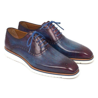 Paul Parkman 184SNK-BLU Handmade Designer Shoes Smart Casual Oxfords Designer Shoes For Men Blue & Purple (PM5307)-AmbrogioShoes