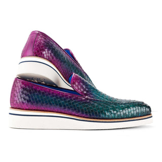 Paul Parkman 186-WN Men's Shoes Woven Leather Casual Loafers (PM6434)-AmbrogioShoes