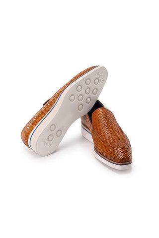 Paul Parkman 186-WN Woven Leather Casual Loafers (PM6434)-AmbrogioShoes