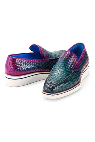 Paul Parkman 186-WN Woven Leather Casual Loafers (PM6434)-AmbrogioShoes