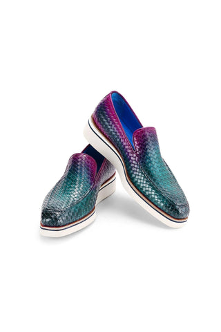 Paul Parkman 186-WN Woven Leather Casual Loafers (PM6434)-AmbrogioShoes